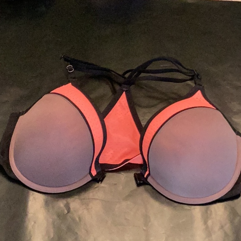 Victoria's Secret Pink and Black Strappy Bra